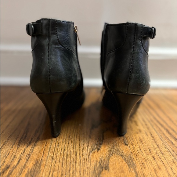 Tory Burch Black Wedge Leather Booties - Picture 7 of 8